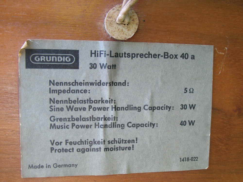 grundig HiFi Lautsprecher Box 40a