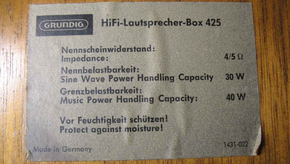 GRUNDIG HiFi-Lautsprecher-Box 425