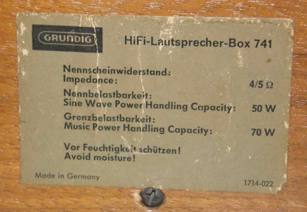 Grundig HiFi Lautsprecher Box 741